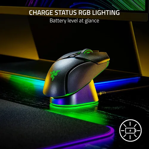 Vista 4 de Razer Mouse Dock Pro con Puck de Carga Inalámbrica: Carga Inalámbrica Magnética - Transceptor HyperPolling 4K Hz Integrado - Base Antideslizante