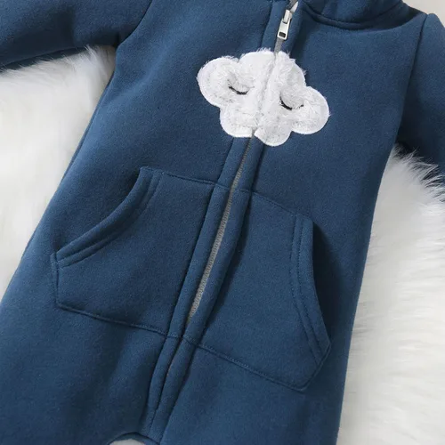Vista 5 de PATPAT Baby Girls Romper Infant Bodysuit Zipper Hooded Jumpsuit Long Sleeve Footed One-Piece Coverall Fall Winter Outfit