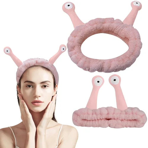 Vista 2 de Bonita diadema de caracol rosa, cara lavada para mujer, maquillaje, ducha, spa