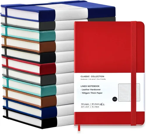 Vista 11 de Paquete de 6 cuadernos de bolsillo, cuadernos pequeños, mini bloc de notas con rayas universitarias, de tapa dura de cuero, para oficina, hogar