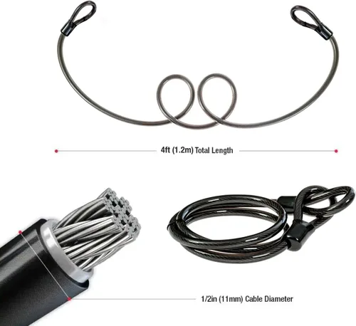 Vista 5 de Police Cerradura en U para bicicleta resistente con cable – Cerradura de bicicleta de acero endurecido de 1 pulgada, cable resistente a los cortes