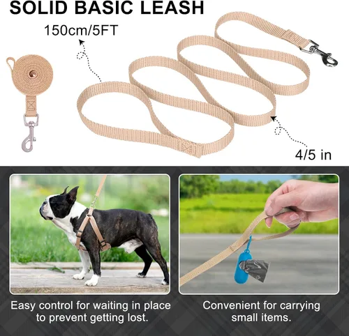 Vista 8 de BEAUTYZOO Step in - Juego de arnés para perro, collar y correa para perros pequeños, medianos y grandes, arnés para cachorro sin tirones, sin Beige