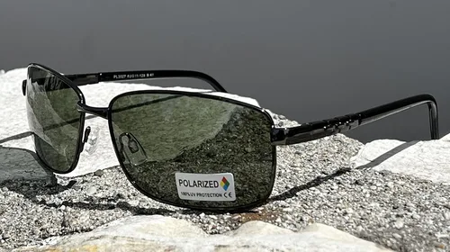 Vista 4 de Fashion Eyelinks Gafas de sol polarizadas con marco de metal rectangular ancho para hombres grandes extra grandes