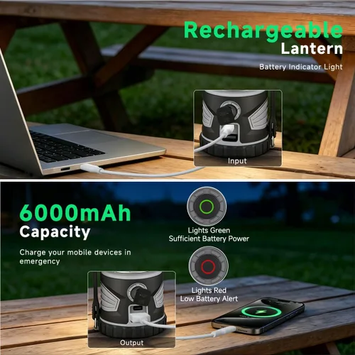 Vista 5 de Banral Linterna de camping recargable 2000LM, luces que acampan del LED