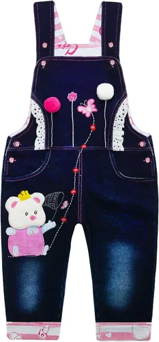 Vista 18 de KIDSCOOL SPACE Bebé Algodón 3D Dibujos Animados Suave Tejidos Vaqueros Monos Azul-2155