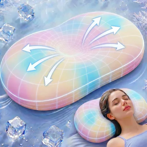 Vista 10 de AIRSKY Almohadas refrescantes de espuma viscoelástica, almohadas de alivio Almohada cervical ergonómica para dormir de lado y espalda, almohada