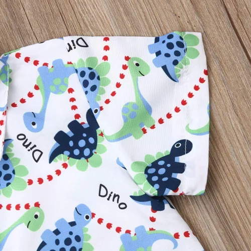 Vista 12 de Conjunto de camisa de manga corta con botones y pantalones cortos casuales con diseño de flamingo, para bebés y niños de 1 a 6 años, atuendos