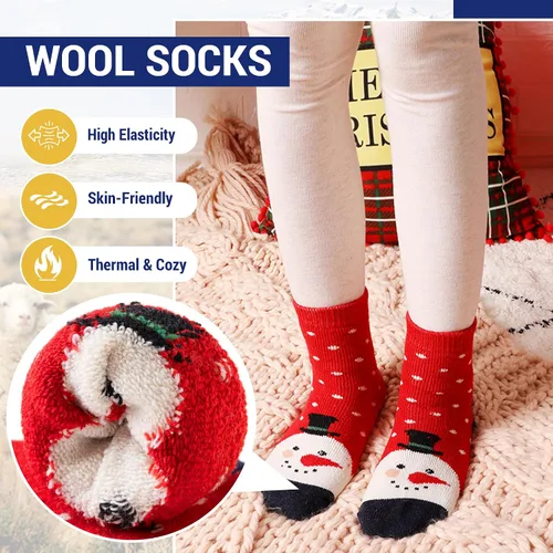 Vista 87 de Eocom 6 pares de calcetines de invierno cálidos de lana para niños y niñas