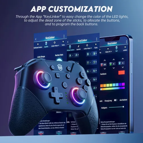 Vista 7 de NYXI Chaos swith controller with Hall Joystick, switch pro controller wireless for Nintendo SwitchLiteOLED, Hall Effect Controller with RGB Light