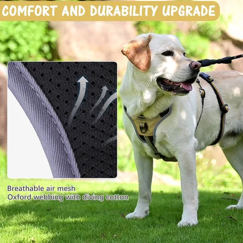 Vista 6 de Mihachi Arnés para perro a prueba de escapes, arnés para perro sin tirones con asa, suave acolchado reflectante y ajustable de cuerpo completo