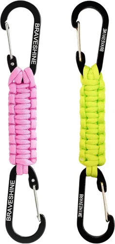 Vista 12 de BRAVESHINE Mosquetón de llavero con clip de paracord, gancho de anillo en D para lanyard, colgador para cochecito, llavero para botella de agua