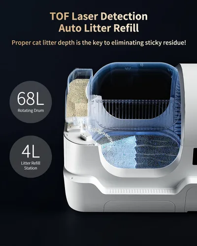 Vista 4 de Caja de arena automática para gatos autolimpiante, recarga automática de arena, embalaje y sellado automático, reemplazo automático de bolsa