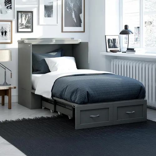 Vista 2 de AFI, Hamilton Twin XL Murphy - Cómoda de cama con colchón y cajón de 6 pulgadas, color gris