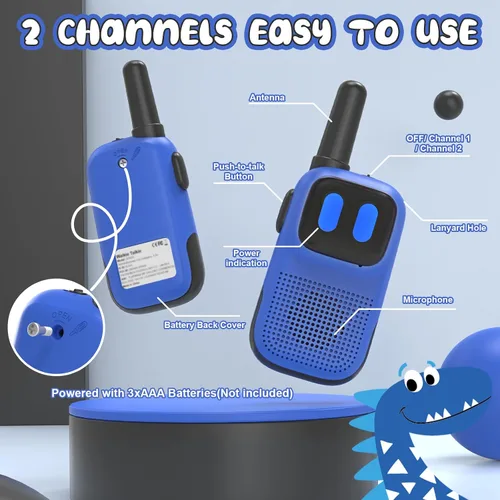 Vista 2 de Holiky Juguetes para Niños y Niñas de 5-7 Años, Walkie Talkies para Niños Alcance de 1000 Pies 2 Canales Radio de 2 Vías Juguete Regalos de Navidad