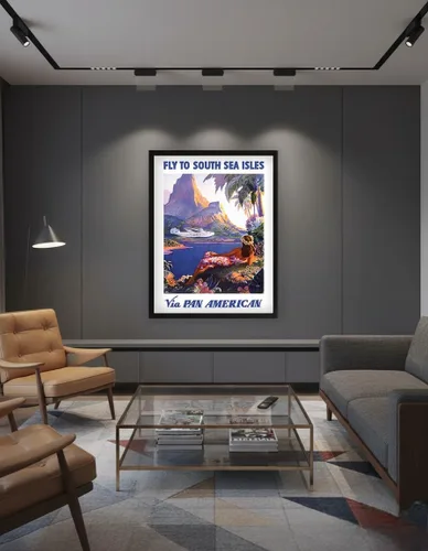 Vista 7 de Fly to South Seas Isles via Pan American Airways (PAA) Hawaii - Póster vintage de viaje de aerolínea por Paul George Lawler c.1940s - Impresión