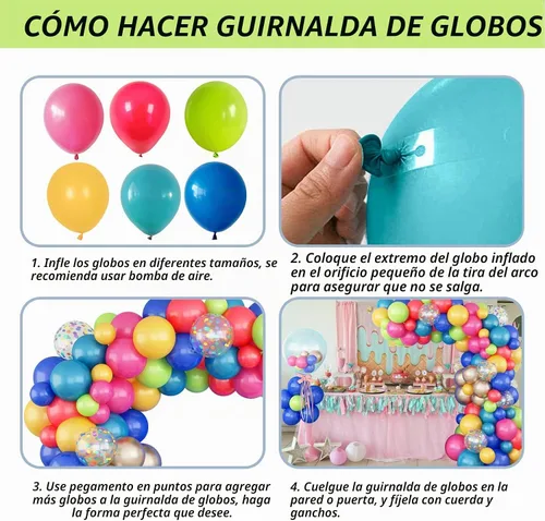 Vista 7 de Kit de arco de guirnalda de globos coloridos, globos surtidos de arcoíris, globos de látex de confeti multicolor, rosa intenso, pavo real, azul