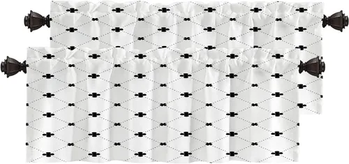 Vista 188 de Cortinas opacas de poliéster multicapa para cafetería, con diseño de diamantes, 2 unidades, 26 x 24 pulgadas