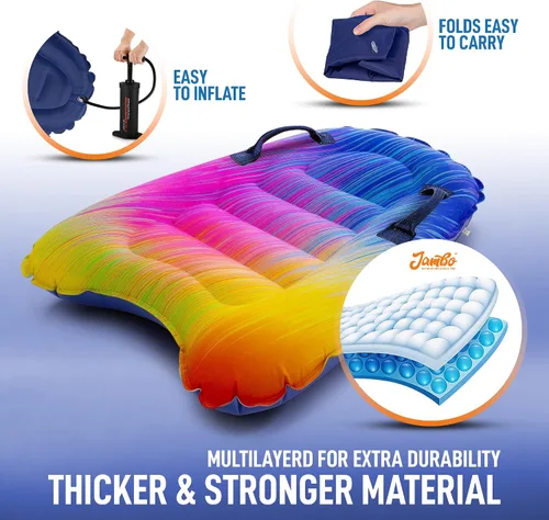 Vista 4 de JAMBO Tabla de surf inflable con asas, tabla de boogie para playa, tabla de surf flotante, flotadores de piscina, juguete de playa para niños