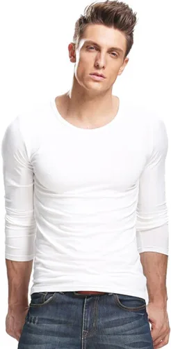 Vista 13 de XUDIAN. Camiseta de manga larga para hombre, cuello redondo