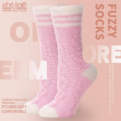 Vista 7 de EBMORE Womens Fuzzy Socks Slipper Fluffy Cozy Comfy Cabin Plush Warm Winter Sleep Home Soft Socks