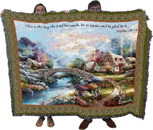 Vista 29 de Pure Country Weavers Great is Thy Faithfulness Blanket - Escrituras - Lamentaciones 3:23 - Tapiz cuadrado para regalo de regazo tejido de algodón