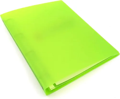 Vista 2 de Carpeta de 4 anillos en polipropileno verde transparente, diámetro del anillo de 1.181 in