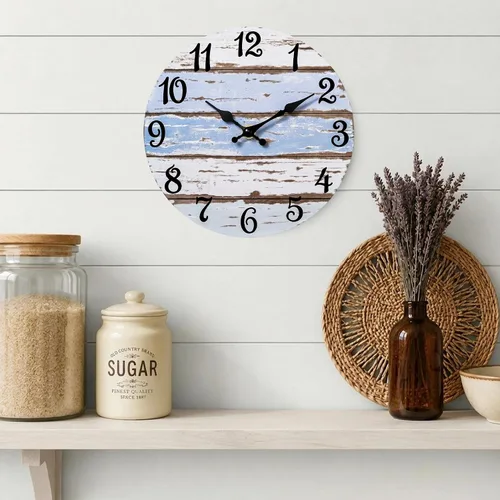 Vista 3 de 8 Inch Silent Wall Clock, Battery Operated, Blue White A-blue White