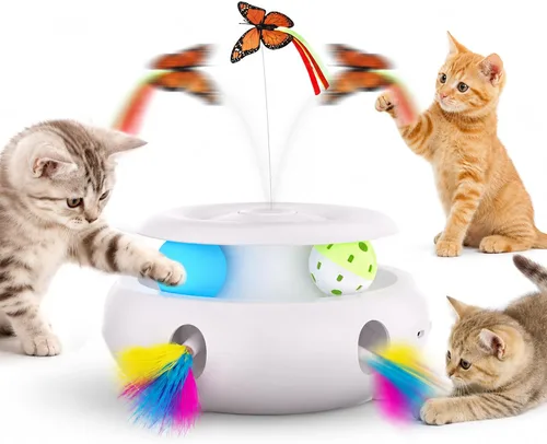 Vista 7 de Juguetes interactivos 3 en 1 para gatos de interior, color azul