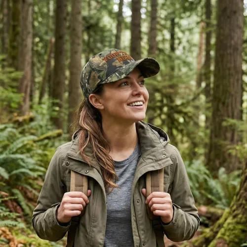 Vista 4 de Gorra de béisbol de camuflaje con texto personalizable, gorras de caza/papá para hombres y mujeres