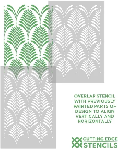 Vista 4 de Cutting Edge Stencils Deco Palm Wall Stencil - Diseños modernos para pintar paredes y suelos, plantilla de pared reutilizable