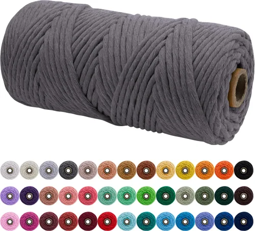 Vista 162 de JeogYong Cordón de macramé de un solo hilo 3 mm x 109 yardas (328 pies) Cuerda de algodón suave Hilo de macramé de 3 mm, suministros de macramé