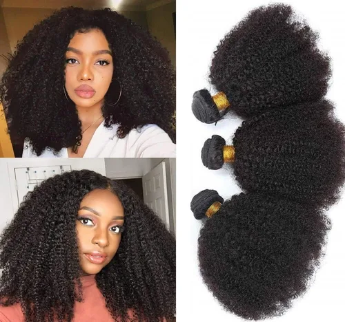 Vista 15 de Paquetes de Cabello Humano Rizado Afro Kinky Ombré Mongol 8 10 12 Pulgadas 1B/30 Negro Marrón 4B 4C Paquetes de Cabello Humano Afro Kinky Rizado