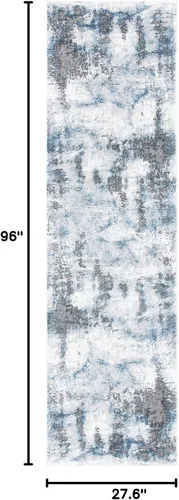 Vista 2 de SAFAVIEH Craft Collection - Alfombra para pasillo, 2.3 x 8 pies, azul y gris, diseño abstracto moderno, no desprende pelusa y de fácil cuidado