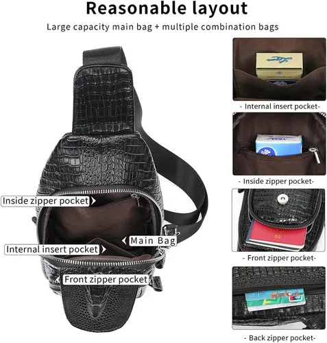 Vista 158 de LUKZIJAES Bolso bandolera de cuero genuino para hombre