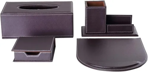 Vista 14 de KINGFOM Juego de organizador de escritorio de oficina T102-3PCS/suministros de oficina Ecológico de cuero sintético incluye soporte para caja