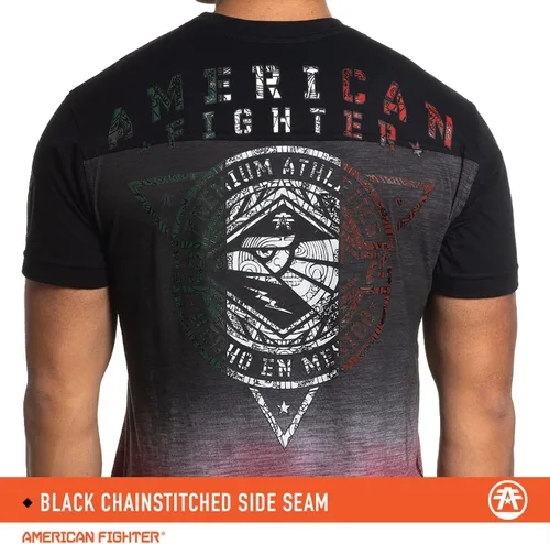 Vista 3 de American Fighter Camisetas patrióticas de manga corta para hombre, camisetas patrióticas de manga corta para hombre de Estados Unidos y México.