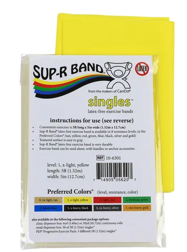 Vista 7 de Cando 10-6303 Sup-R Banda elástica sin látex para ejercicio, 1,5 metros, individual, resistencia media, verde