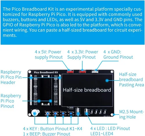 Vista 6 de Kit de Programación Micro Python de GeeekPi para Raspberry Pi Pico, Panecillos, Módulo de Pantalla LCD 1602 I2C para Principiantes y Ingenieros