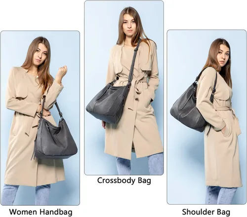 Vista 2 de Realer Handbags for Women Hobo Bags Large Crossbody Shoulder Bag Vegan Faux Leather, with HolsterWallet