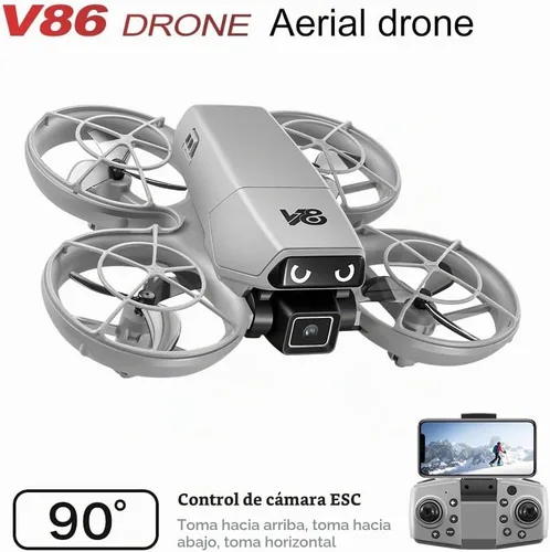 Vista 3 de Mini dron RC con cámaras, protector de hélice, FPV y altitud para niños de Gris-blanco