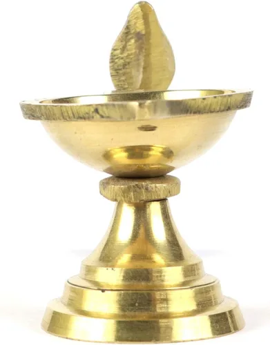 Vista 5 de ASHIRWAD Aceite de latón/Ghee Aarti Jyot Diya Lámpara Arti para Puja Heavy One con mango (1.5 pulgadas)