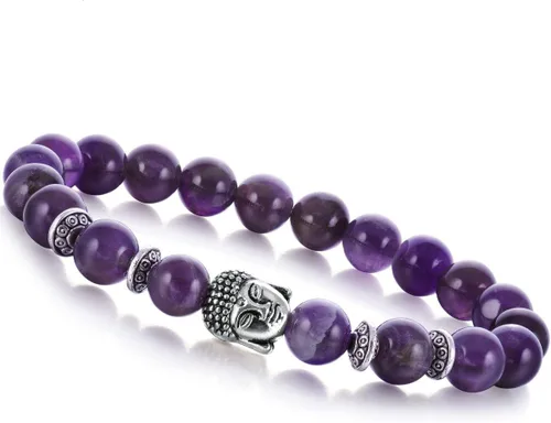 Vista 4 de Joya brazalete con gemas redondas de 8 mm, brazalete para los chacras, regalo de cumpleaños 4 pzas