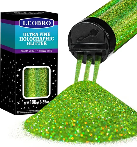 Vista 19 de Leobro - Brillantina plateada, 180g/6.35oz de brillo fino holográfico para resina, manualidades, vasos, uñas, cuerpo, diamante holográfico plateado