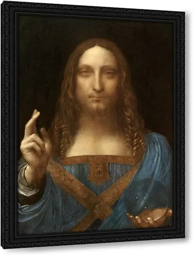 Vista 5 de Da Vinci, Leonardo 15x18 Black Modern Framed and Double Matted Museum Art Print Titled Salvator Mundi