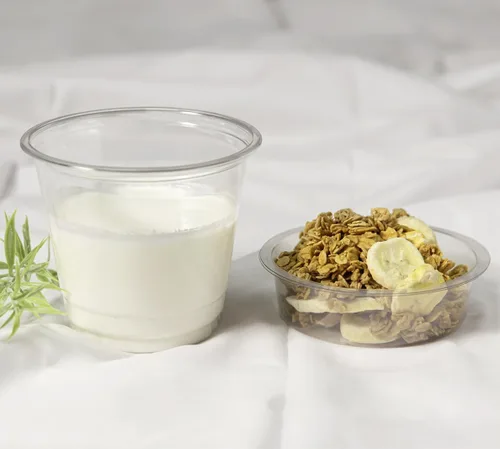 Vista 5 de TOFLEN Vasos de plástico transparente para yogur y parfait con tapas, desechables para llevar, tazas de cereales para desayuno, aperitivos, frutas