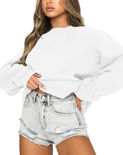 Vista 2 de Fanway&EC Sudadera de manga larga para mujer, casual, cuello redondo, sudadera con capucha de gran tamaño, para otoño