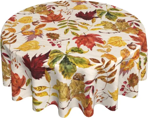 Vista 7 de Sweetshow Mantel cuadrado de otoño de 52 x 52 pulgadas con estampado de hojas de arce y hojas de arce, diseño de madera de Acción de Gracias