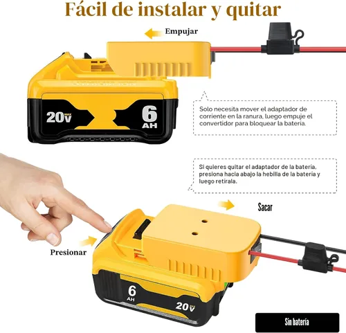 Vista 5 de Adaptador de batería Power Wheels para Dewalt 20V, adaptador de batería Power Wheels, kit de conversión de batería Power Wheels con interruptor