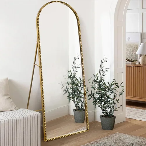 Vista 13 de Espejo de pared para baño, espejo rectangular de 24 x 36 pulgadas, marco de cuentas de esquina redondeada, espejo de tocador grande que se cuelga