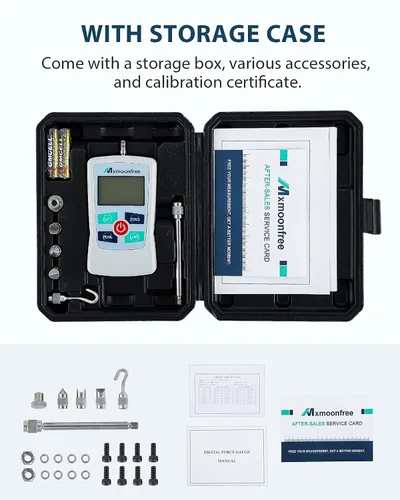 Vista 4 de 5N Medidor de fuerza digital Push Pull Tester portátil con estuche Auto Backlit LCD Large Screen Auto Power Off Units N/LB/Kg/Oz High Precision